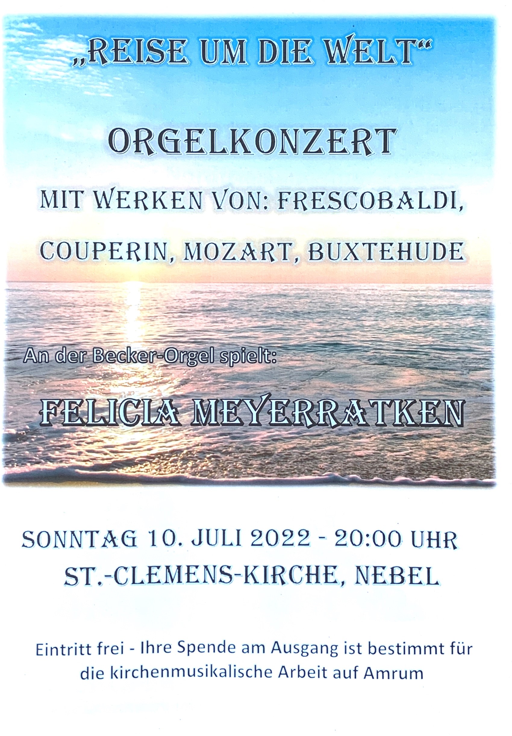 Plakat Orgelkonzert 10. Juli 2022
