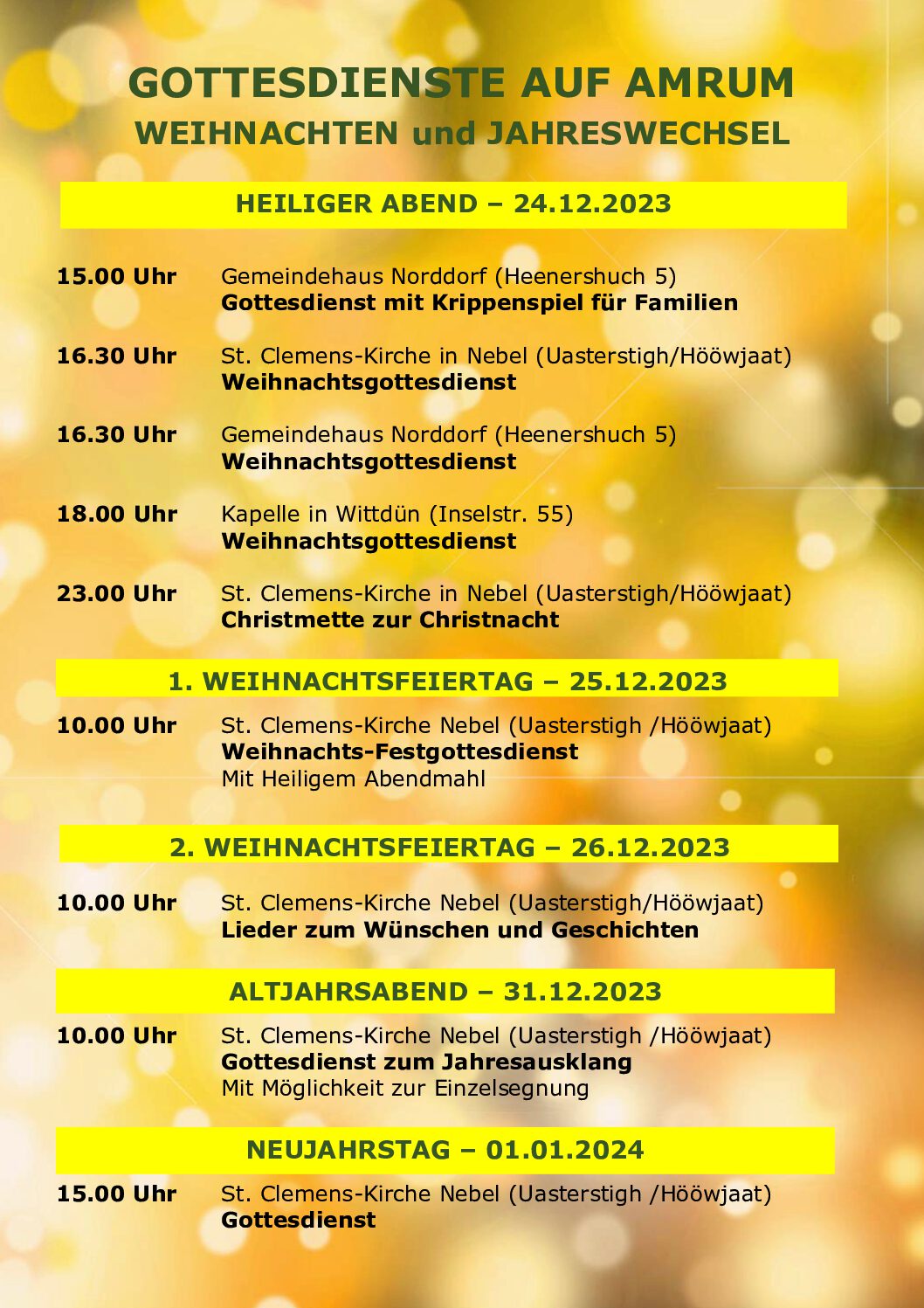 WEIHNACHTEN 2023 mit gelben Kgeln